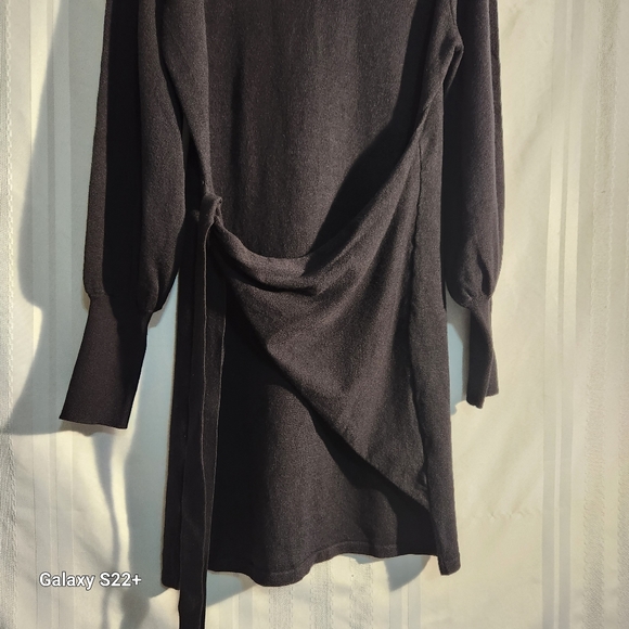ZCSIA STYLE DESIGN BLACK WRAP LONGSLEEVE SWEATER DRESS SIZE LARGE - Picture 3 of 12